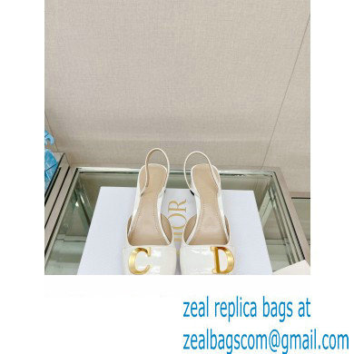 Dior Heel 3.5cm C'est Slingback Pumps in Patent Calfskin White 2023