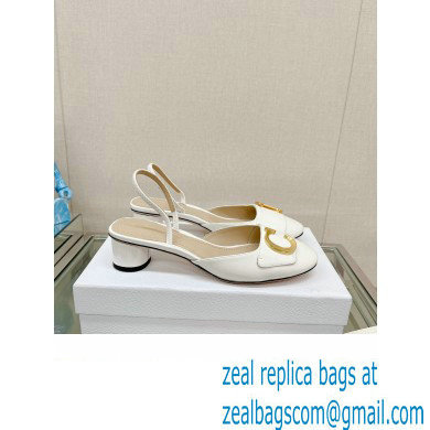 Dior Heel 3.5cm C'est Slingback Pumps in Patent Calfskin White 2023