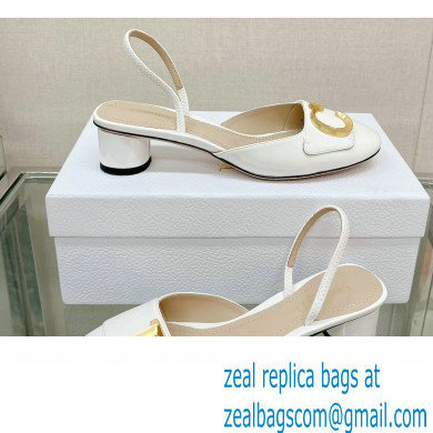 Dior Heel 3.5cm C'est Slingback Pumps in Patent Calfskin White 2023 - Click Image to Close
