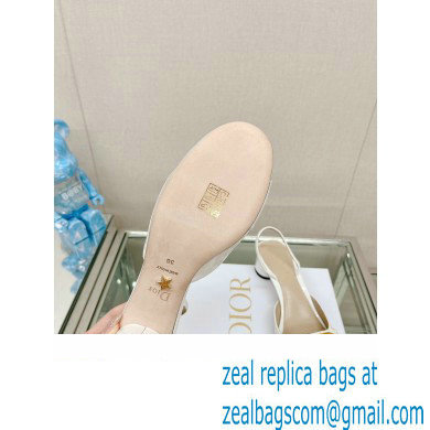 Dior Heel 3.5cm C'est Slingback Pumps in Patent Calfskin White 2023