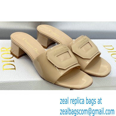 Dior Heel 3.5cm Day Slides in Patent Calfskin Beige 2023