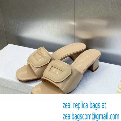 Dior Heel 3.5cm Day Slides in Patent Calfskin Beige 2023