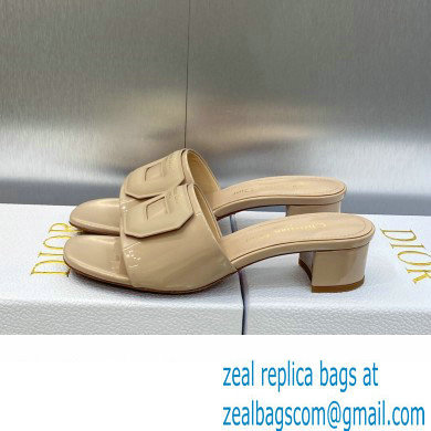 Dior Heel 3.5cm Day Slides in Patent Calfskin Beige 2023