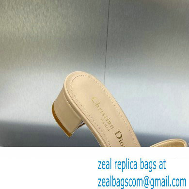 Dior Heel 3.5cm Day Slides in Patent Calfskin Beige 2023 - Click Image to Close