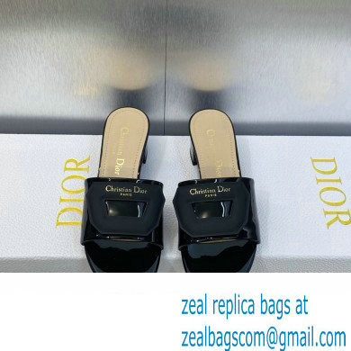 Dior Heel 3.5cm Day Slides in Patent Calfskin Black 2023