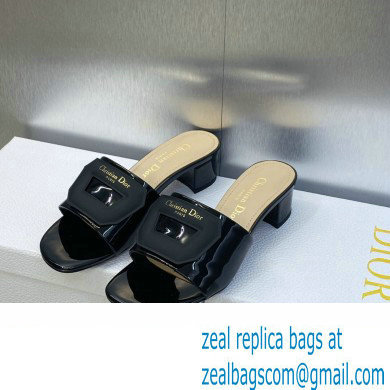Dior Heel 3.5cm Day Slides in Patent Calfskin Black 2023
