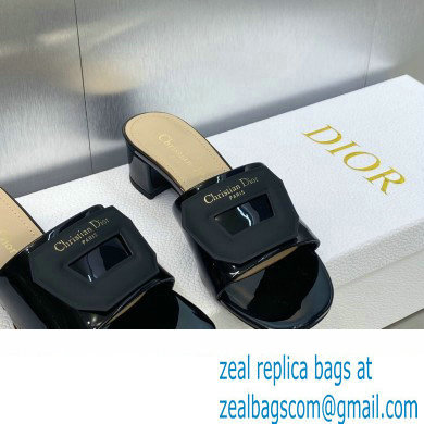 Dior Heel 3.5cm Day Slides in Patent Calfskin Black 2023