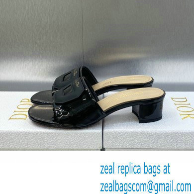 Dior Heel 3.5cm Day Slides in Patent Calfskin Black 2023