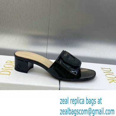 Dior Heel 3.5cm Day Slides in Patent Calfskin Black 2023