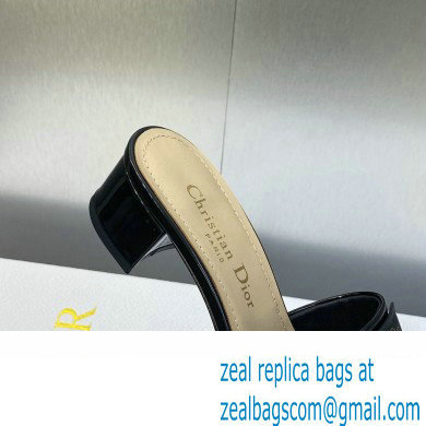 Dior Heel 3.5cm Day Slides in Patent Calfskin Black 2023