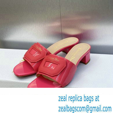 Dior Heel 3.5cm Day Slides in Patent Calfskin Fuchsia 2023 - Click Image to Close