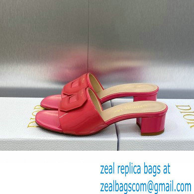 Dior Heel 3.5cm Day Slides in Patent Calfskin Fuchsia 2023 - Click Image to Close