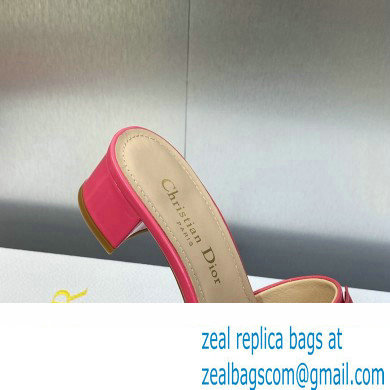 Dior Heel 3.5cm Day Slides in Patent Calfskin Fuchsia 2023 - Click Image to Close