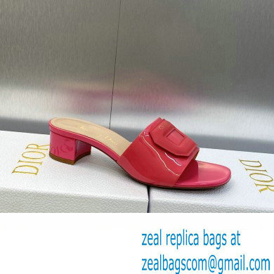 Dior Heel 3.5cm Day Slides in Patent Calfskin Fuchsia 2023 - Click Image to Close