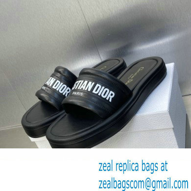 Dior Heel 3cm Every-D Slides in Embossed Lambskin Black 2023 - Click Image to Close
