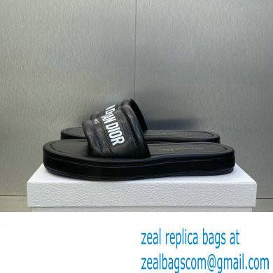 Dior Heel 3cm Every-D Slides in Embossed Lambskin Black 2023