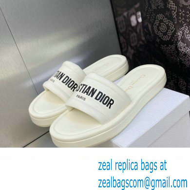 Dior Heel 3cm Every-D Slides in Embossed Lambskin White 2023