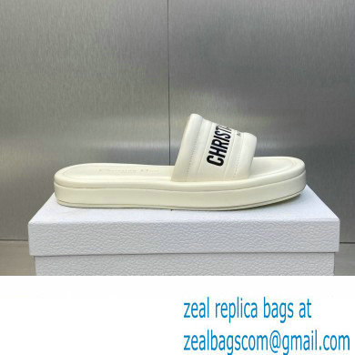 Dior Heel 3cm Every-D Slides in Embossed Lambskin White 2023