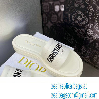 Dior Heel 3cm Every-D Slides in Embossed Lambskin White 2023 - Click Image to Close