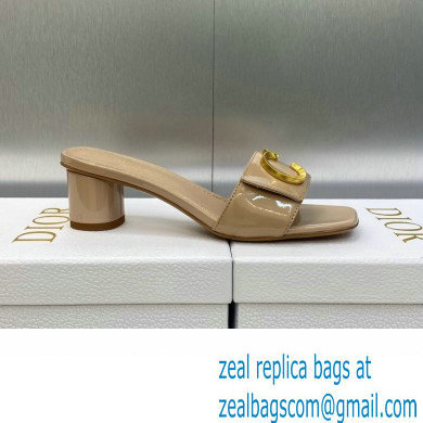 Dior Heel 4.5cm C'est Slides Patent Calfskin Beige 2023 - Click Image to Close