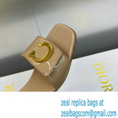 Dior Heel 4.5cm C'est Slides Patent Calfskin Beige 2023