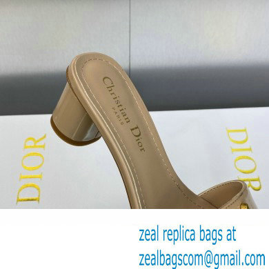 Dior Heel 4.5cm C'est Slides Patent Calfskin Beige 2023 - Click Image to Close