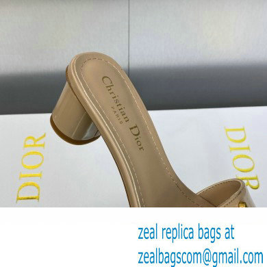 Dior Heel 4.5cm C'est Slides Patent Calfskin Beige 2023