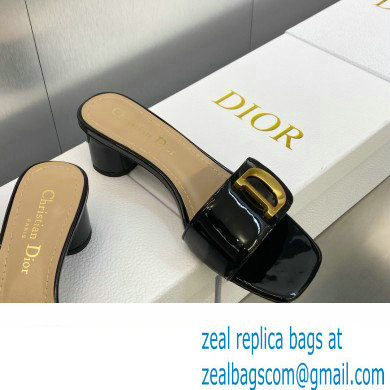 Dior Heel 4.5cm C'est Slides Patent Calfskin Black 2023