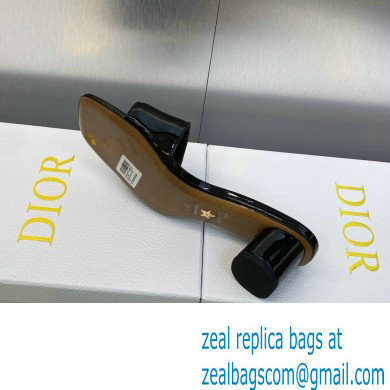 Dior Heel 4.5cm C'est Slides Patent Calfskin Black 2023