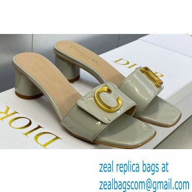 Dior Heel 4.5cm C'est Slides Patent Calfskin Gray 2023