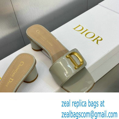 Dior Heel 4.5cm C'est Slides Patent Calfskin Gray 2023