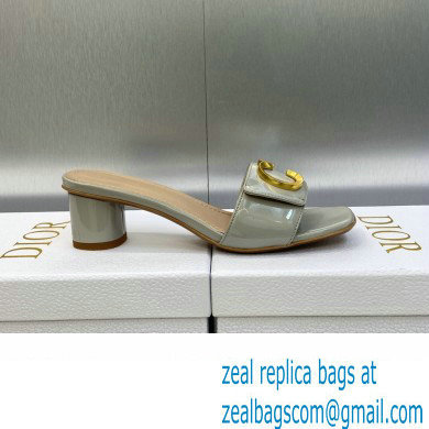 Dior Heel 4.5cm C'est Slides Patent Calfskin Gray 2023