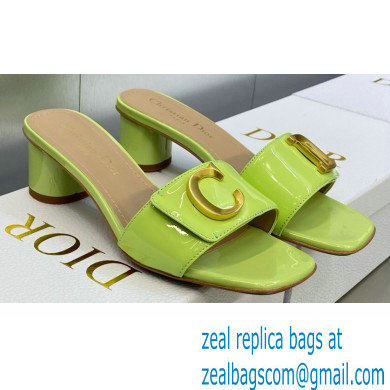 Dior Heel 4.5cm C'est Slides Patent Calfskin Green 2023