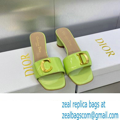 Dior Heel 4.5cm C'est Slides Patent Calfskin Green 2023