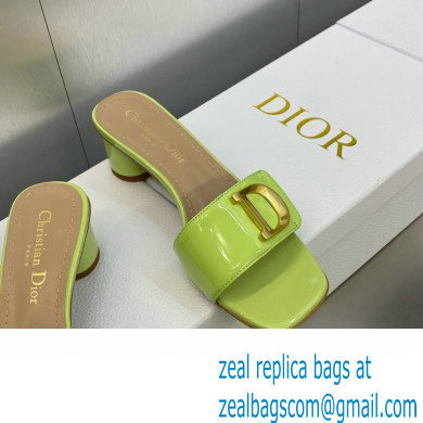 Dior Heel 4.5cm C'est Slides Patent Calfskin Green 2023