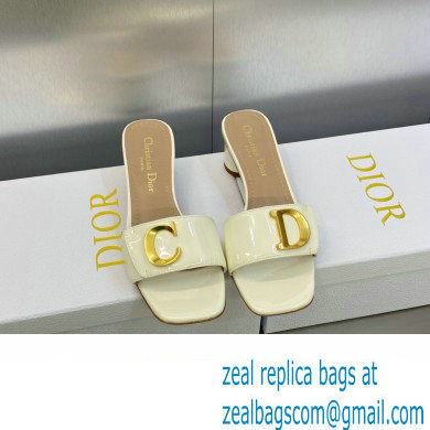 Dior Heel 4.5cm C'est Slides Patent Calfskin White 2023