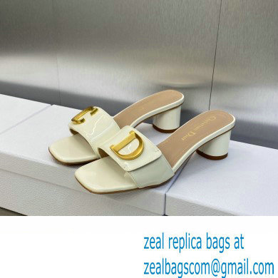 Dior Heel 4.5cm C'est Slides Patent Calfskin White 2023