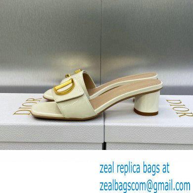Dior Heel 4.5cm C'est Slides Patent Calfskin White 2023