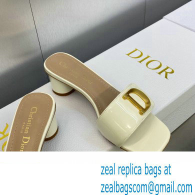 Dior Heel 4.5cm C'est Slides Patent Calfskin White 2023