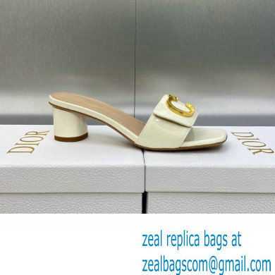 Dior Heel 4.5cm C'est Slides Patent Calfskin White 2023