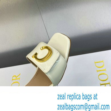 Dior Heel 4.5cm C'est Slides Patent Calfskin White 2023