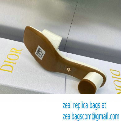 Dior Heel 4.5cm C'est Slides Patent Calfskin White 2023