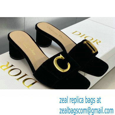 Dior Heel 4.5cm C'est Slides Velvet Black 2023