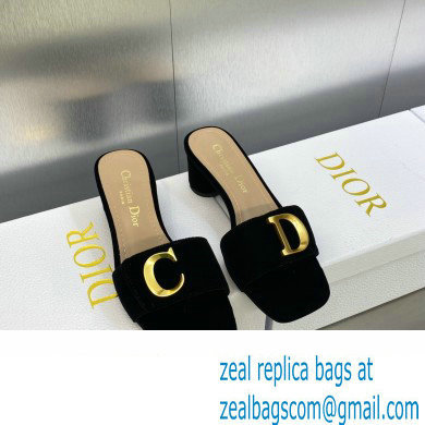 Dior Heel 4.5cm C'est Slides Velvet Black 2023