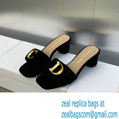 Dior Heel 4.5cm C'est Slides Velvet Black 2023