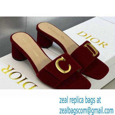 Dior Heel 4.5cm C'est Slides Velvet Burgundy 2023