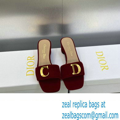 Dior Heel 4.5cm C'est Slides Velvet Burgundy 2023