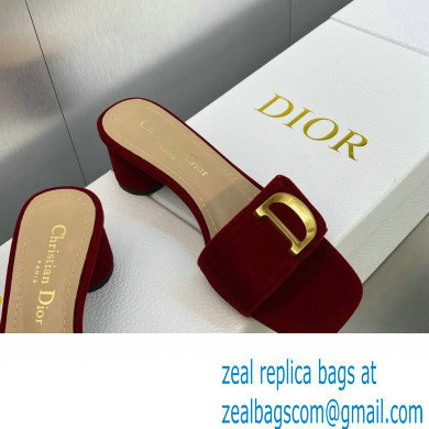 Dior Heel 4.5cm C'est Slides Velvet Burgundy 2023