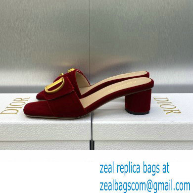 Dior Heel 4.5cm C'est Slides Velvet Burgundy 2023