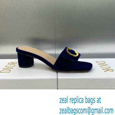 Dior Heel 4.5cm C'est Slides Velvet Dark Blue 2023